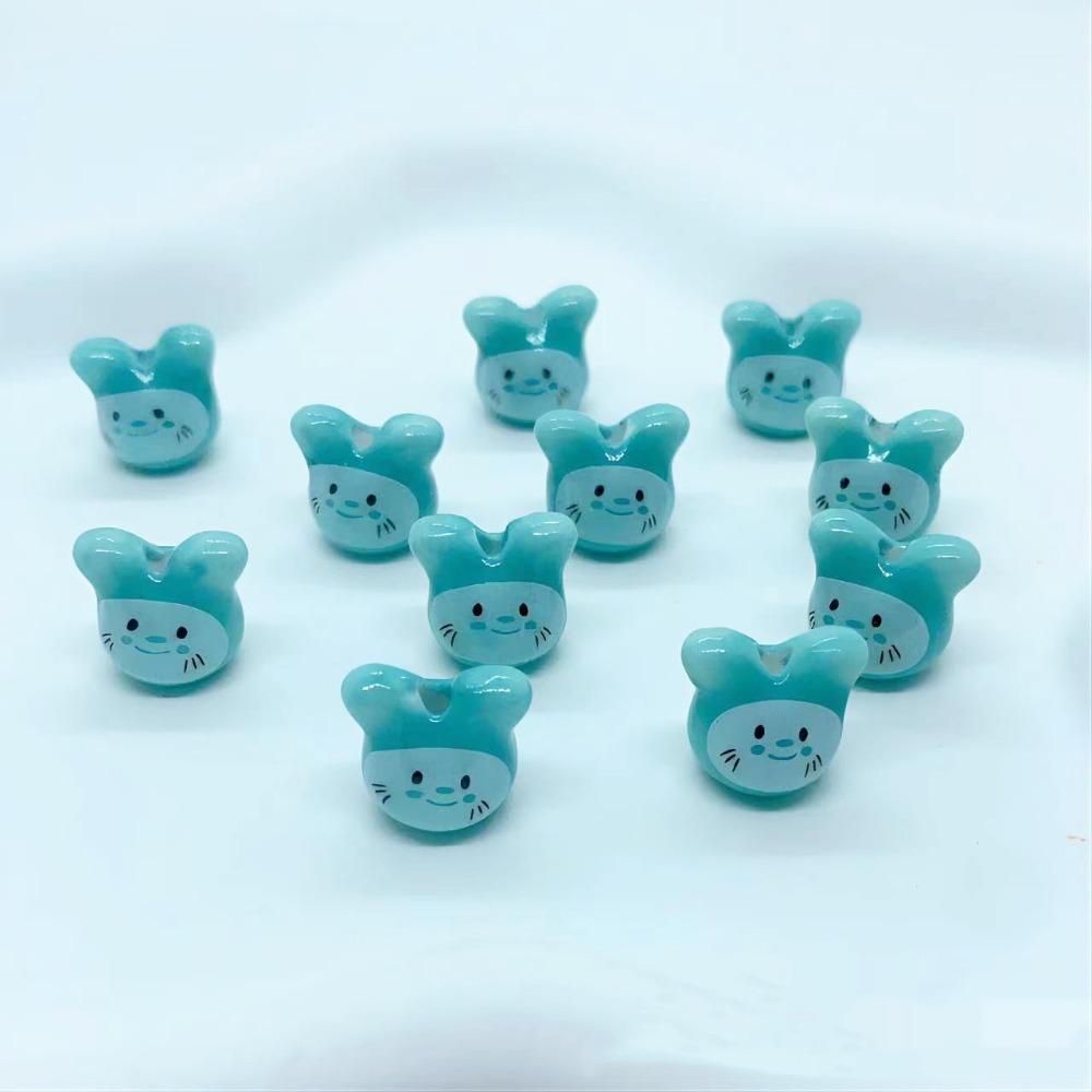 10Pcs Ceramic Colorful Chinchillas Ceramic Beads Rabbit Rabbit Shape Porcelain Bead Jewelry Making