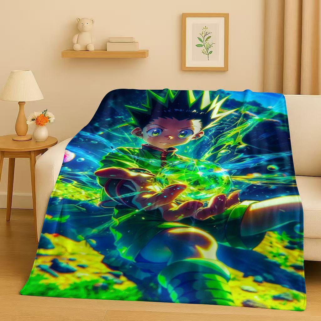 3D Anime Hunter X Hunter Killua Zoldyck Cartoon HXH Flannel Blanket,Ultra Soft Warm Plush Throw for Home Bedroom Bed Sofa Cover