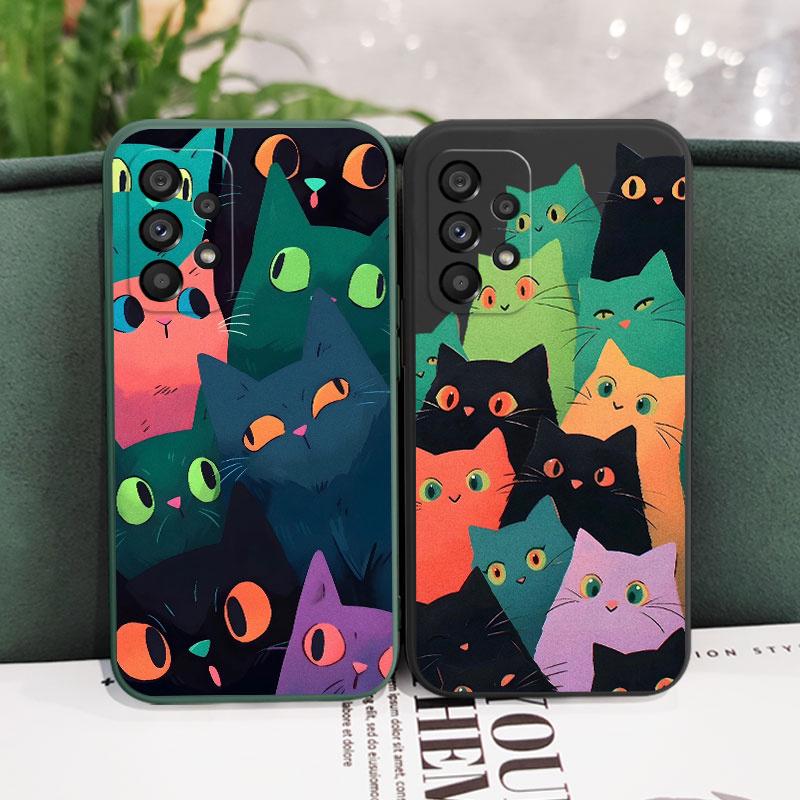 Красочный чехол-кошка для Samsung Galaxy A73 A53 A33 A23 A13 A03 A72 A52 A52S A32 A22 A12 A02 A02S A71 A51 A31 A21S 4G 5G