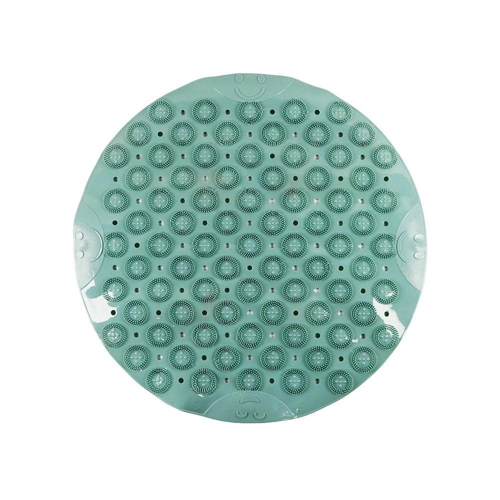 Silicone world PVC Round Anti-skid Bathroom Mats Shower Bathroom Massage Foot Mat Suction Cup With Drain Hole Carpet Floor Mat