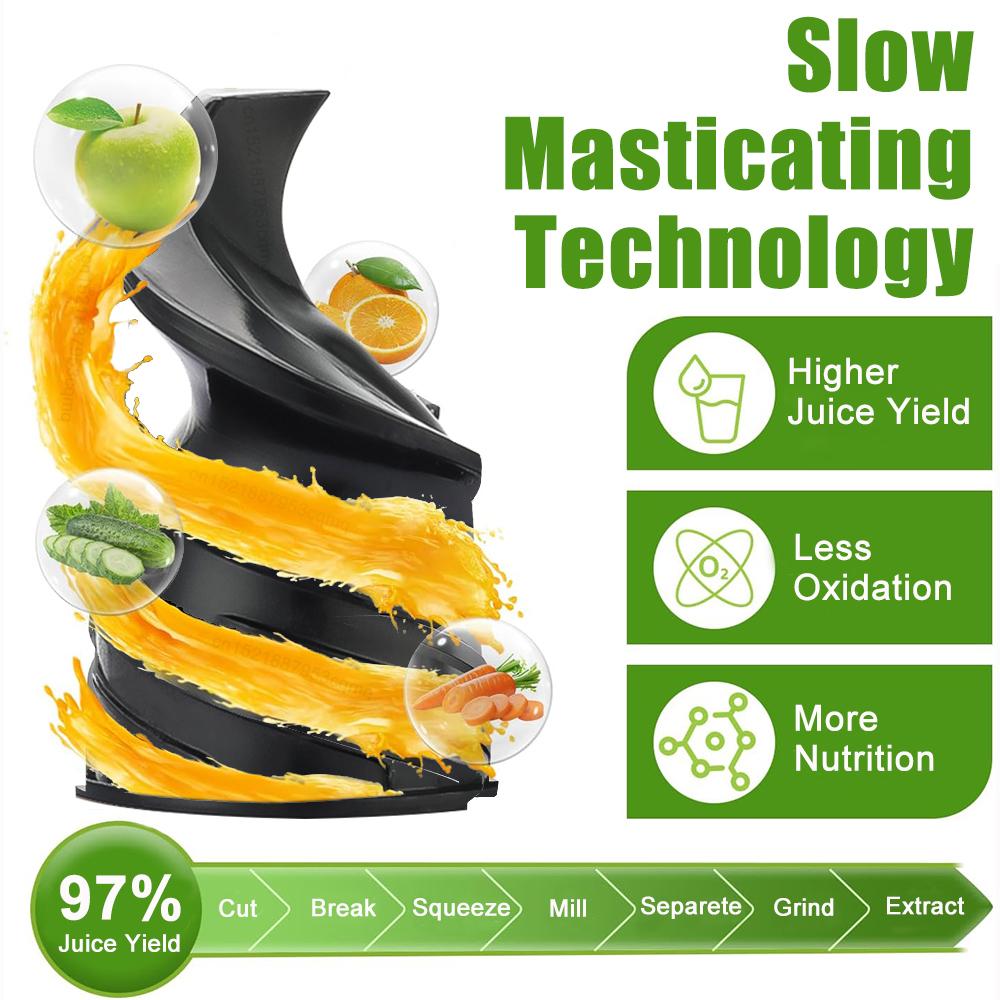 Портативная медленная соковыжималка для фруктов и овощей, соковыжималка холодного отжима со щеткой, мини-электрическая соковыжималка