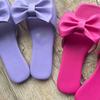 Женские тапочки, летние повседневные женские удобные пляжные тапочки с толстым дном и бантом, однотонные нескользящие