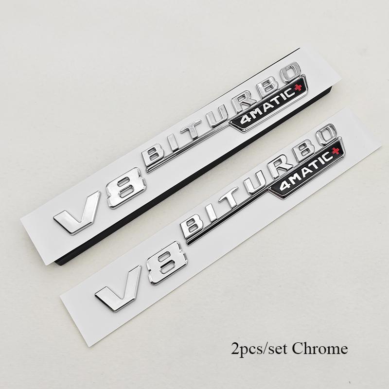 3D V8 BITURBO 4MATIC+ Emblem Badge For Mercedes Benz AMG C63 E63 G63 Car Fender Side Logo Trunk Decal Styling Accessories