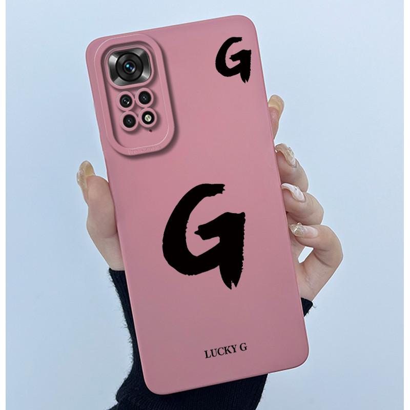 For Redmi Note 11 11S Cover Case Lucky Initial Letter Couple Silicone Soft Phone Bumper for Redmi Note11s Note 11 S Pro Casing