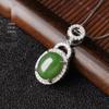 Винтажное колье-подвеска из серебра 925 пробы с кабошоном из хэтяньского жадеита и сертифицированным натуральным зеленым жадеитом