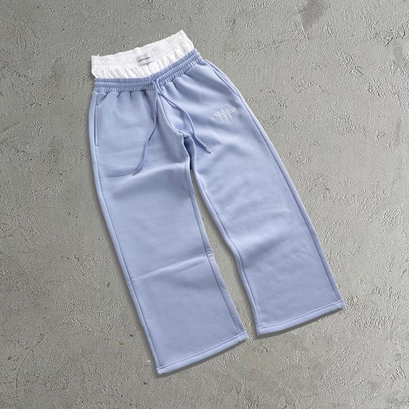 Европейский и американский ретро уличный хип-хоп пара свободные двойная талия ложный двухкомпонентный спортивные штаны