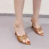 Women Slippers Fashion Embroidery Sandals Pointed Open Toe Slip On Sexy Nightclub Party Shoes
