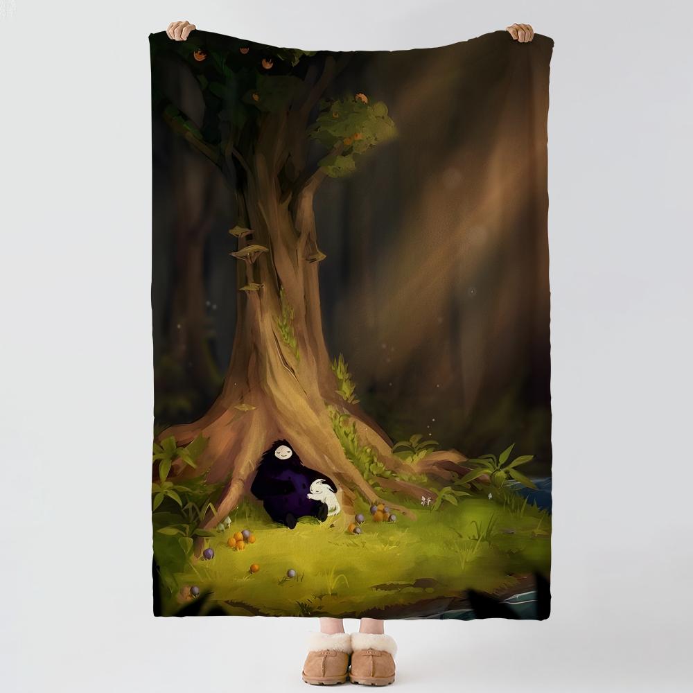 Ori a-and t-the Blind Forest Throw Soft Warm Flannel Blanket, Multi-use Throw for Bed Sofa Office, Air Conditioning Nap Blanket