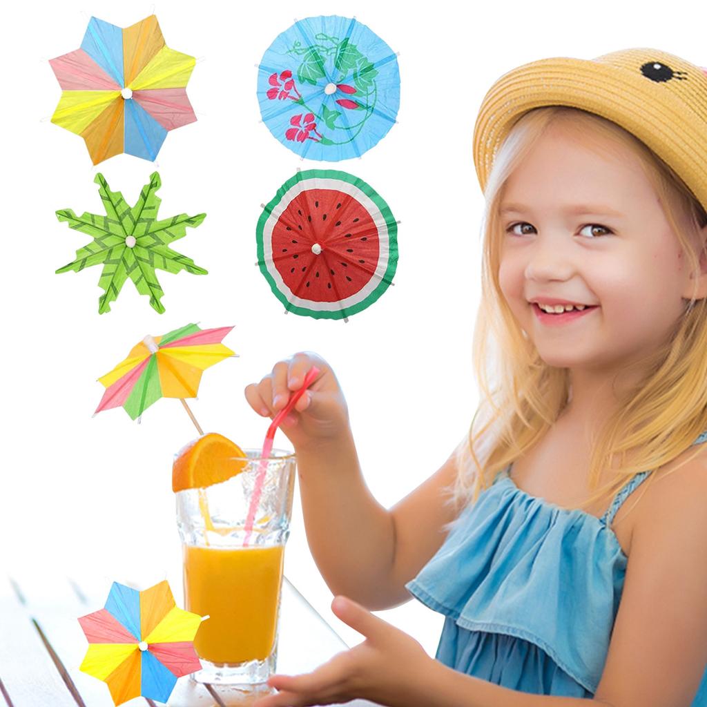 Зонтики для напитков Коктейльные палочки - Коктейльные зонтики для напитков, бумажные зонтики Коктейльные зубочистки для тропических гавайских пляжных украшений для вечеринок у бассейна