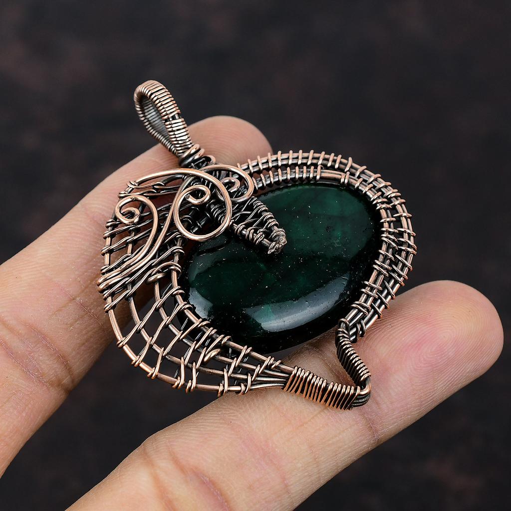 Подвеска Лабрадорит Зеленый Огонь Подвеска, оплетенная медной проволокой Подвеска ручной работы Драгоценный камень Медные украшения Подарок для мамы Красивые украшения с оплеткой из проволоки