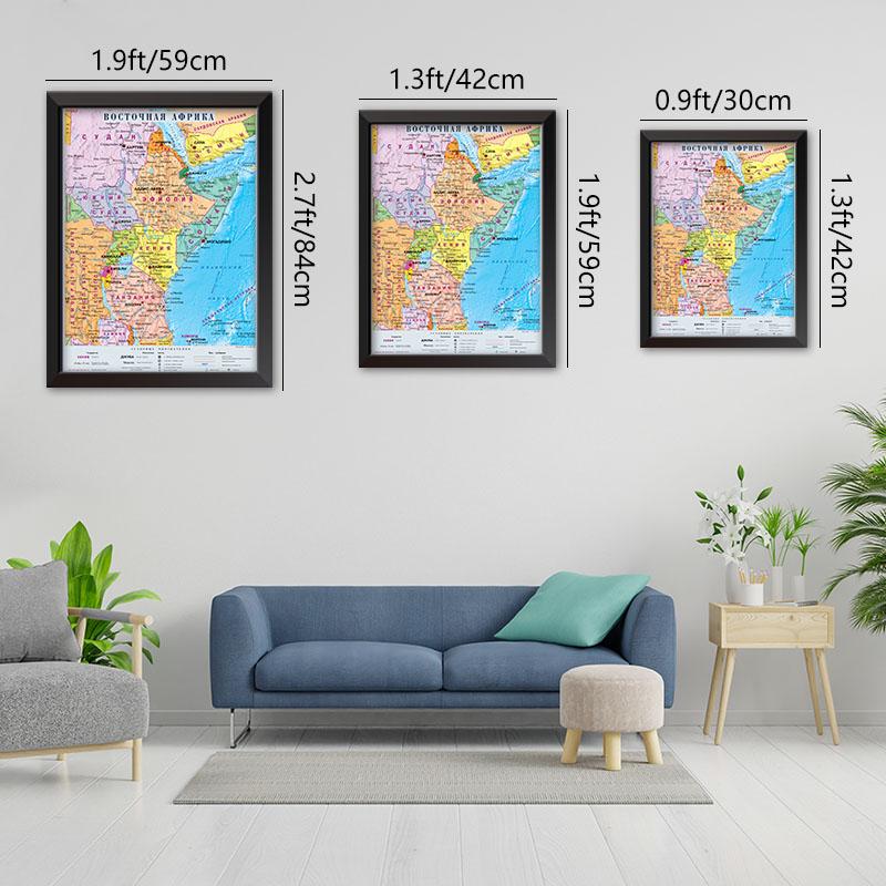 Карта Восточной Африки, политическое распределение на русском языке, карта, холст, картина, настенный художественный постер, школьное украшение для дома