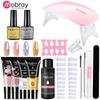 Mobray 15/8/5PCS Poly Extention Gel Set For Manicure Gel Extension Set Color Nail Tip Form Crystal UV Gel Slice Brush Nail Gel