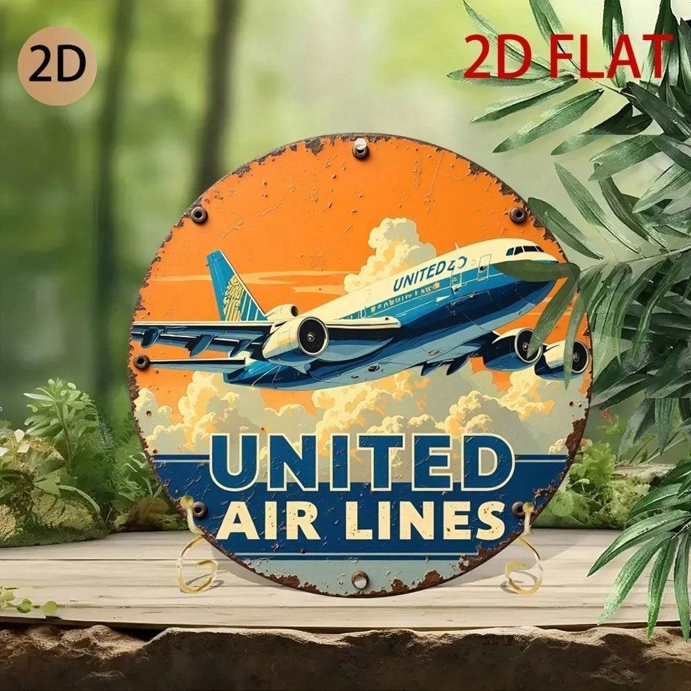 1 шт. Винтажная металлическая табличка United Airlines Ретро Авиационный Декор Стены Алюминиевая Табличка Дом Офис Кафе