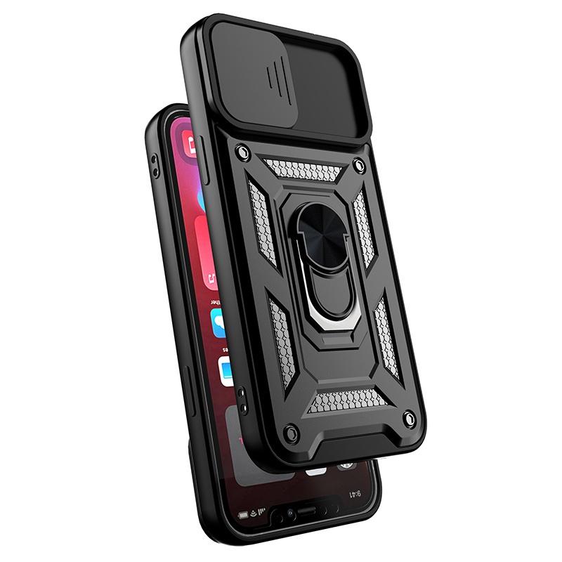 Slide Camera Lens Protective Case for iPhone 14 13 12 Pro Max XS XR 7 8 Plus Military Metal Bumpers Armor Cover For Samsung S21 S20 A12 A52 A72