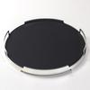 Nordic Style Leather Handle Metal Round Tray Living Room Bedroom Storage Tray Home Soft Decoration Ornaments
