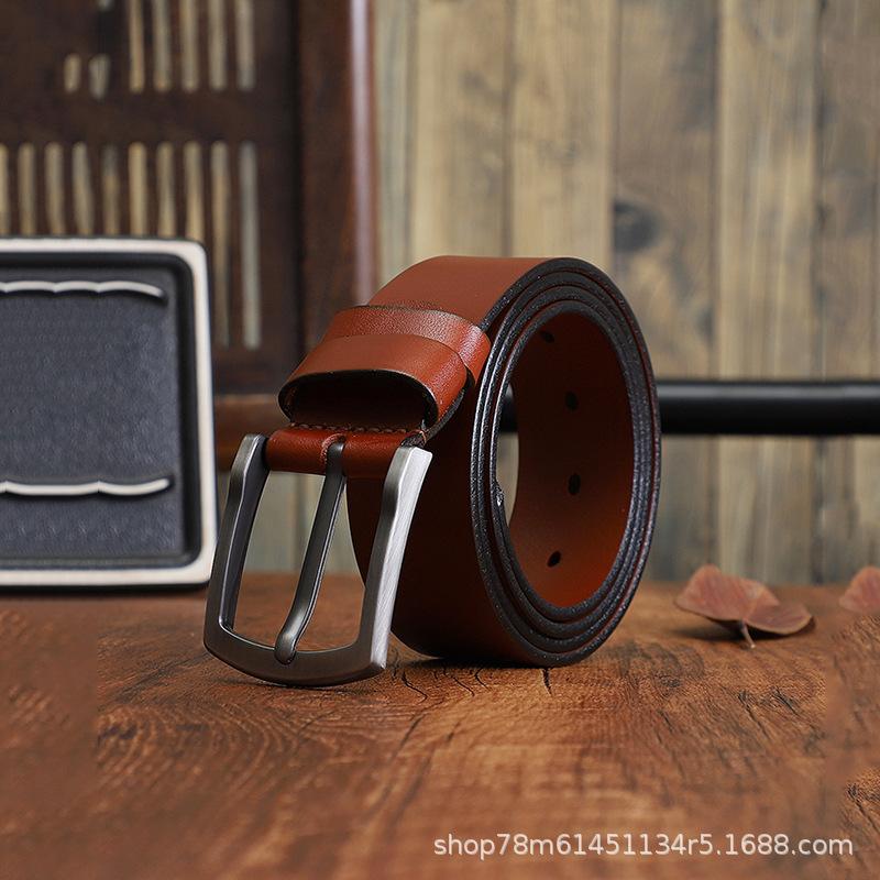 Итальянская кожа Мужской повседневный ремень Джинсы Пряжка-пикап Кожаный Простой Ретро стиль Ремень