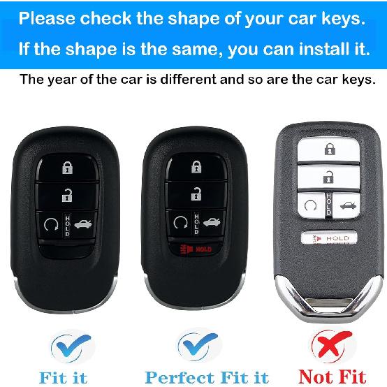 For Honda Key Fob Cover,Case With Keychain,Soft TPU Protection Key Shell/Skin,5 Buttons Fit   Accord Civic HR-V CR-V Pilot Remote Key(Black)