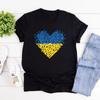 Футболка с флагом Украины Футболки с рисунком сердца Украины Женские футболки с коротким рукавом и круглым вырезом Футболки с надписью «Любовь и мир» Женская одежда