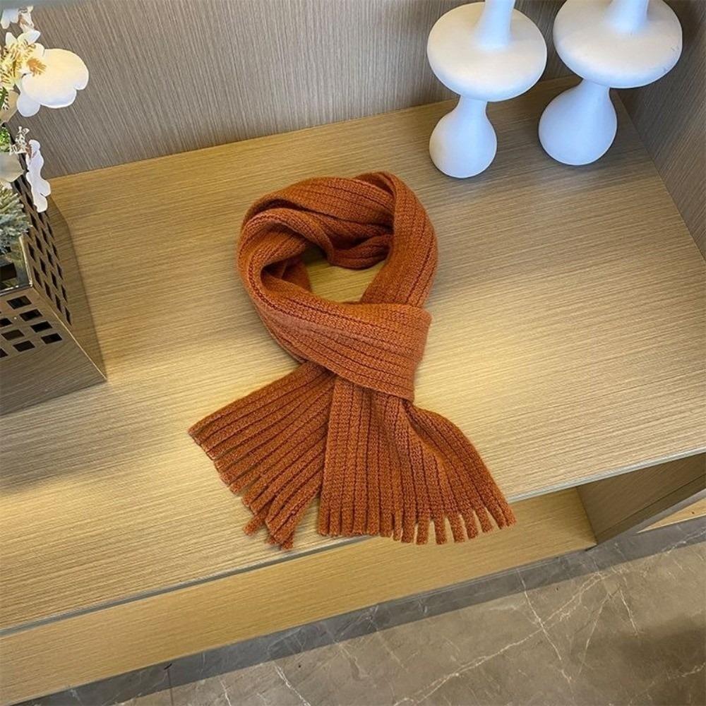 Windproof Neck Warmer Tassel Scarves Bib New Knitted Scarf  Autumn and Winter