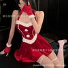 Новый год красный рождественский бархатный комбинезон сексуальный женский ведущий прямой трансляции сценическое выступление вечеринка лось праздник горничная