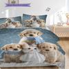 Golden Retriever Pattern Bedding Quilt Set Quilt Cover Pillowcase Home Decoration Birthday Gift (1 * duvet cover + 2 * pillowcase, without core)