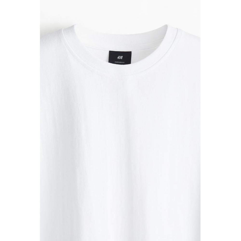 Хлопковая футболка свободного покроя HM, белая