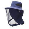 Outdoor Hat with Removable Mosquito Mesh Shawl Design Wide Brim UV Protection Climbing Hat Waterproof Fabric Foldable Hat