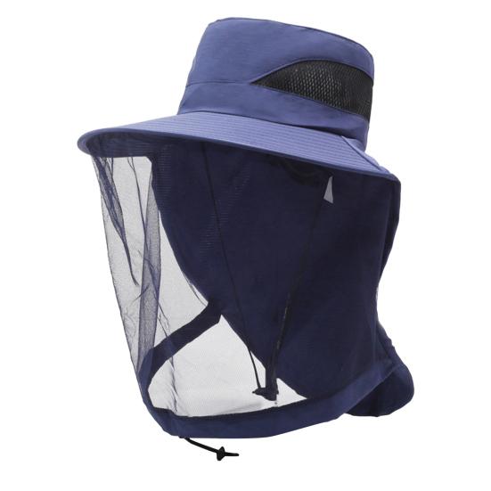 Outdoor Hat with Removable Mosquito Mesh Shawl Design Wide Brim UV Protection Climbing Hat Waterproof Fabric Foldable Hat