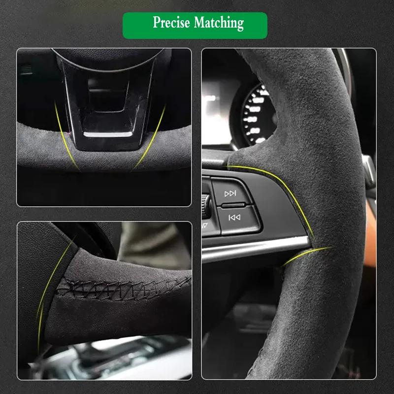 ckptah1 For Ford Mustang 2015-2021 Mustang GT 2015-2021 Hand Stitched Anti slip suede Car Steering Wheel Cover