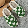 New Winter Women Slippers Checkerboard Chic Slippers With Ultra-Soft Plush Lining Cotton Slippers