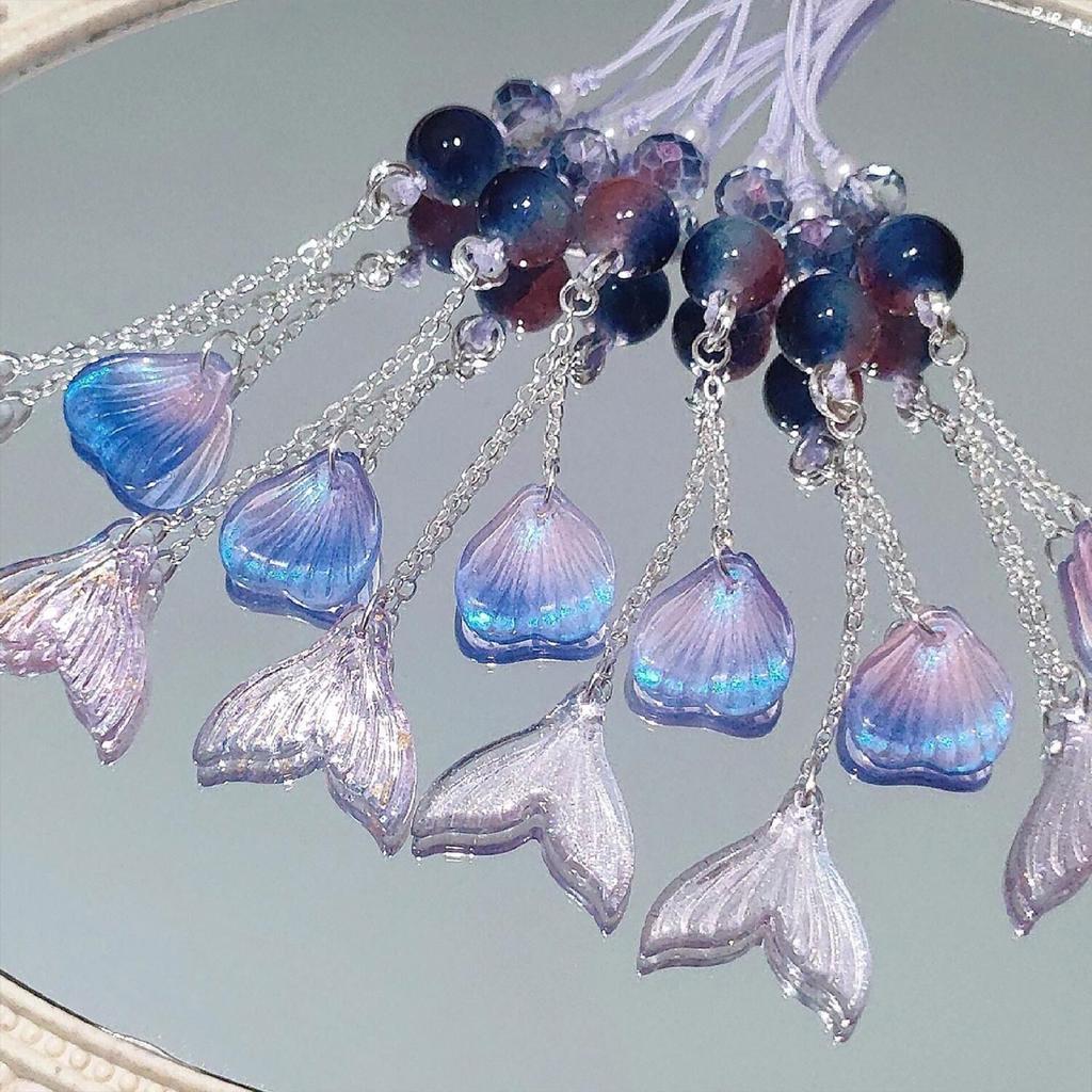 Трендовая цепочка для телефона из бусин ручной работы, универсальный бисерный шнурок для телефона, аксессуар, дизайн «рыбий хвост» для сумок и ключей