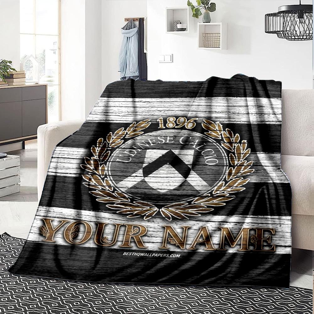 Name Custom Udinese Calcio Print Flannel Blanket High Quality Warm Comfortable Cover for All Seasons Perfect for Gifts Home Decor