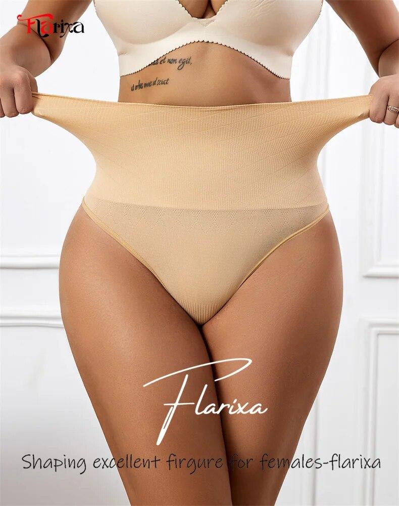 Flarixa Бесшовные трусики, женские стринги с высокой талией, нижнее белье для контроля живота, утягивающие женские трусы для коррекции фигуры, трусы для коррекции живота