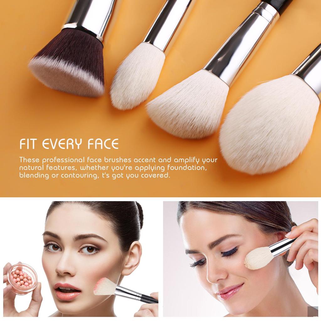 BEILI Makeup Brushes 15pcs Professional Premium Synthetic Goat Hair Kabuki Foundation Blending Face Powder Blush Concealers Eye Shadows With Holder