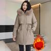 Coat for Women Cotton Jacket Female Winter Thickened Warm Long Jacket Casual Plush Coat Women Warm Loose Large Fur Collar Coat Jacket