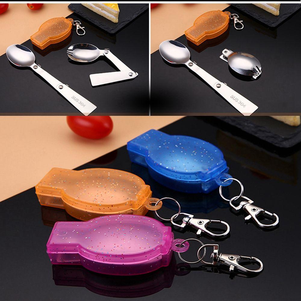 Stainless Picnic Accessories Folding Cookware Foldable Forks Travel Camping Tool Pocket Spoon Fork