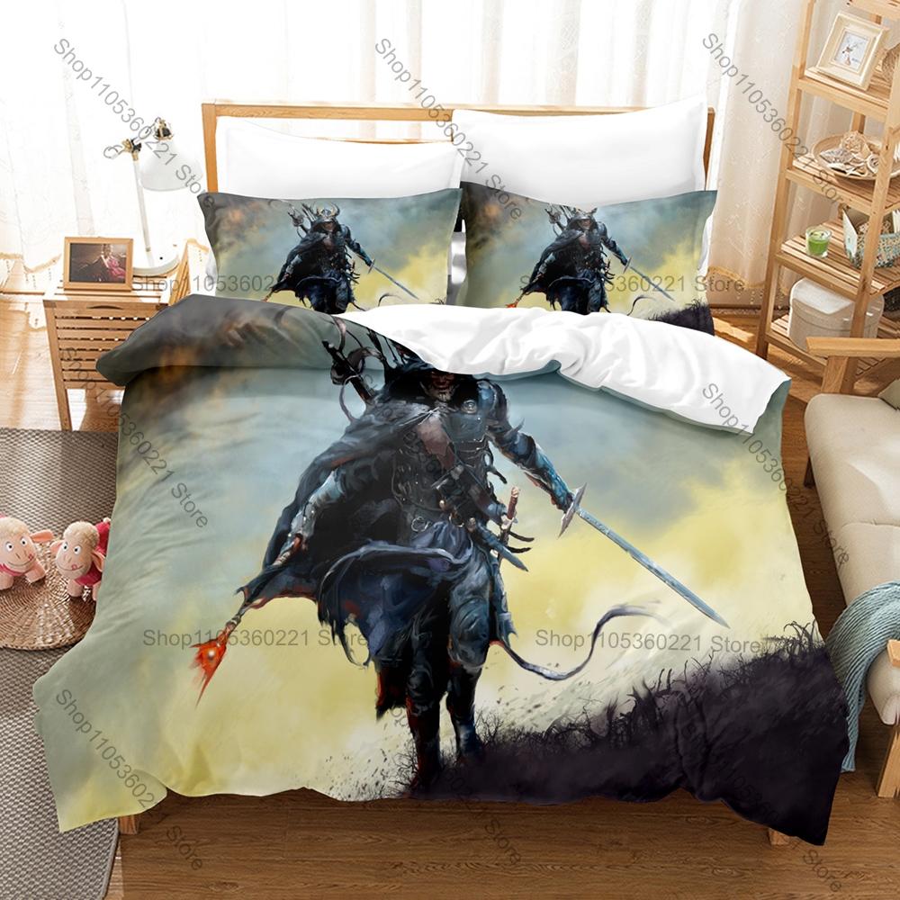 Cool Japanese Samurai Bedding Set Duvet Cover + 2 Pillowcases Traditional Ronin Katana Cherry Blossom Warrior Bedroom Decor