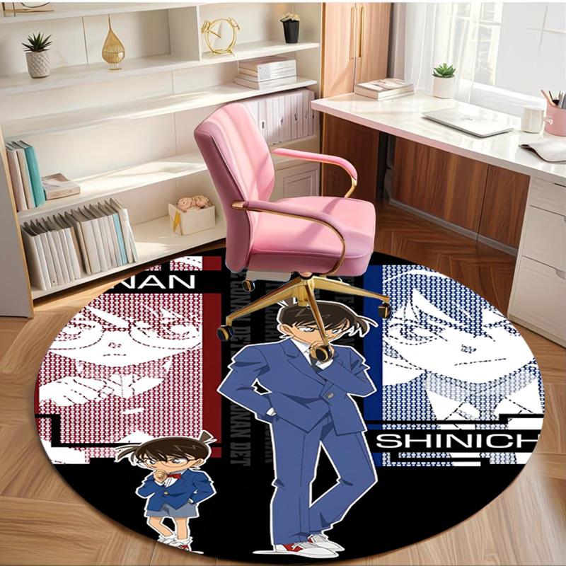 Detective Conan Print Round Rug, Washable Floor Carpet, For Entryway Dorm Laundry Room Office Study, Home Decor Birthday Christmas Gift