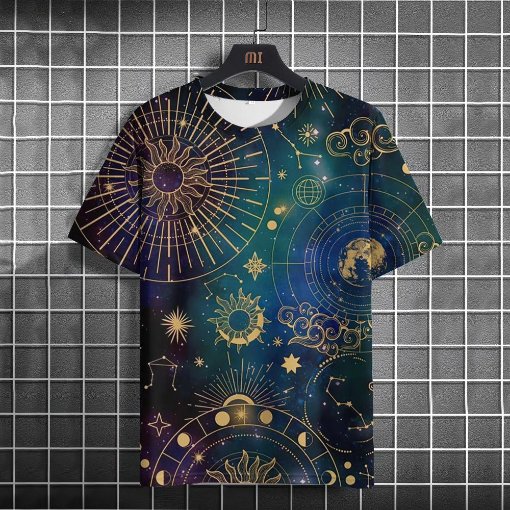 Мужская футболка в этническом стиле, летние футболки с круглым вырезом и короткими рукавами, мужской повседневный свитшот, повседневная мужская одежда, уличная одежда большого размера