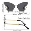 Rimless Butterfly Sunglasses Vintage Metal Frame Gradient Sun Glass Fashion Oversized UV400 Protection Shades Ladies Y2K Eyewear