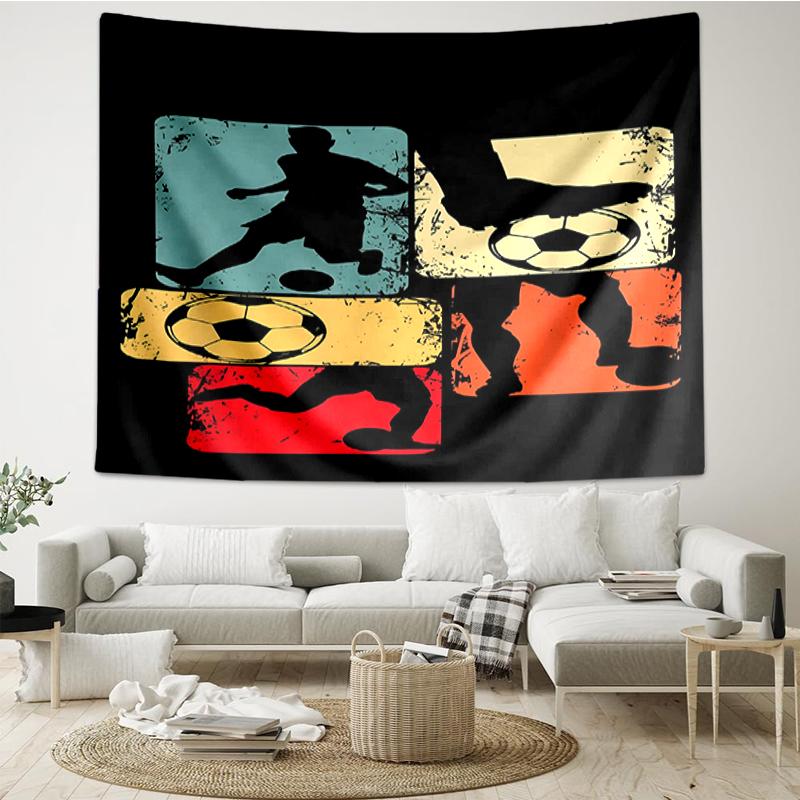 Soccer Print Tapestry, Backdrop, Easy Setup, Ideal for Bedroom, Office & Living Room, with Aesthetic Wall Hanging Decor.