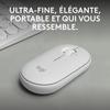 Souris - Sans fil - Logitech - Pebble Mouse 2 M350s - Blanche
