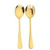 2Pcs Gold Salad Spoon Fork Stainless Steel Salad Server European Style Salad Cutlery Set Kitchen Tool Accessories