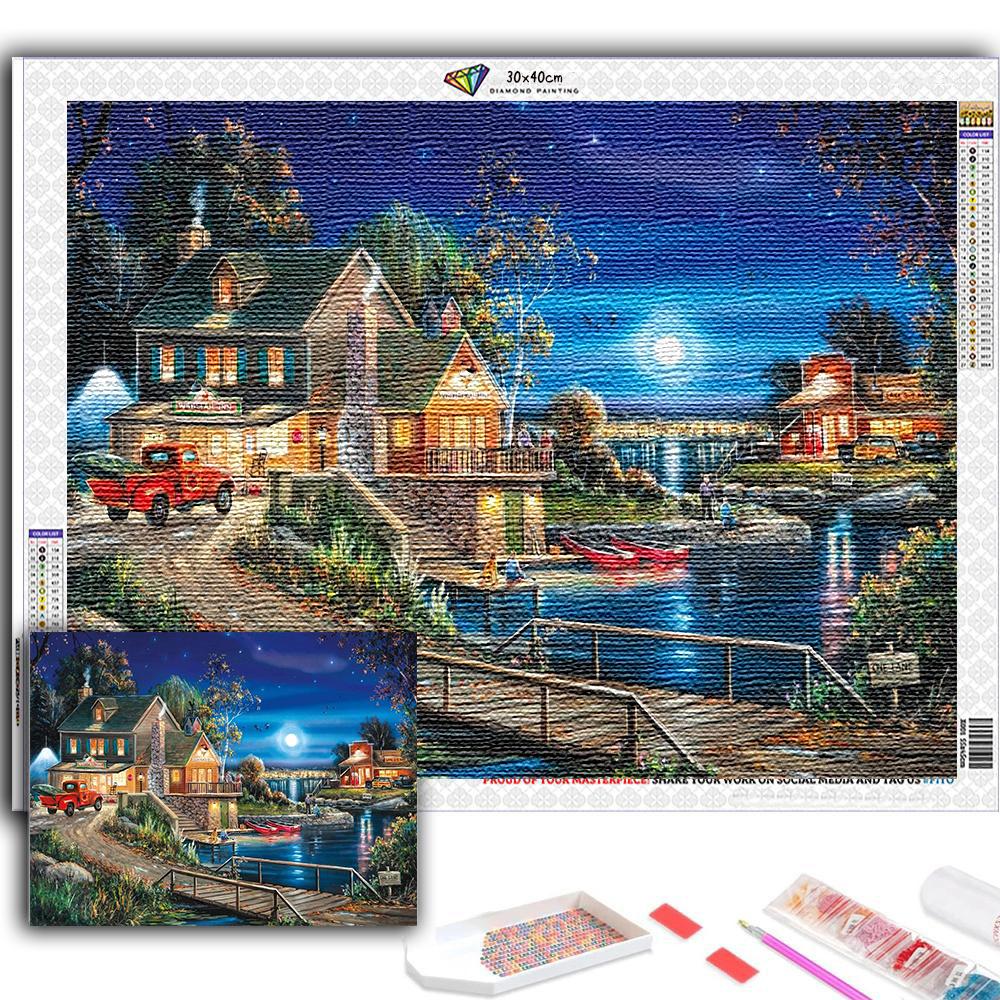 DIY алмазная живопись ночной город набор для вышивки крестом мозаика искусство алмазная живопись полный круг/квадратный алмаз украшение дома