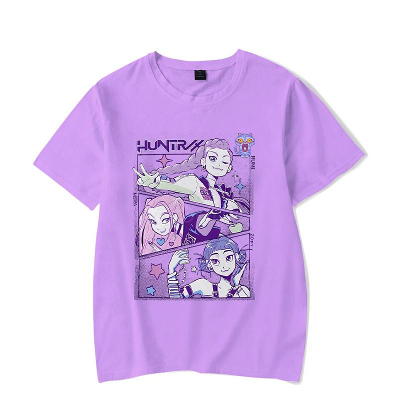 Женская футболка с круглым вырезом K-pop Demon Hunters Graphic rumi tees мужская женская корейское аниме Y2K топы Смешные K-pop Demon Hunters футболки
