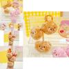Cute Brown And Pink Cream Bear Plush Keychain Charming Bag Accessory For Kids