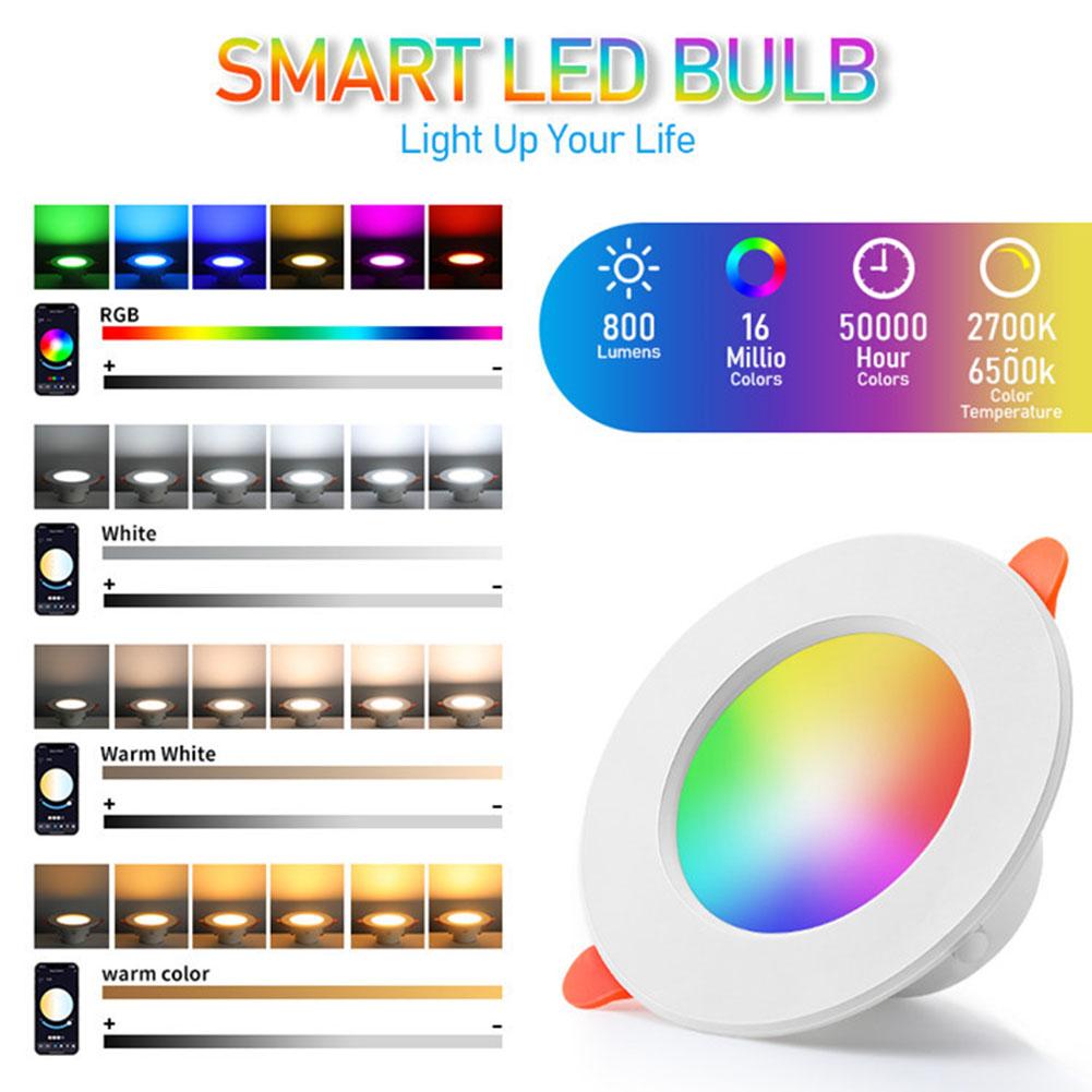 1-10 шт. RGB светодиодный даунлайт 10 Вт Tuya Bluetooth умный потолочный светильник GB+CW+WW диммируемый прожектор голосовое управление для Alexa Google Home