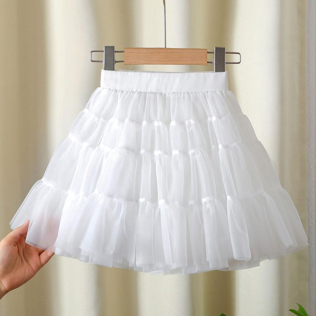 Юбка миди для девочки Стильная юбка принцессы из сетки Универсальная и пышная внутренняя юбка