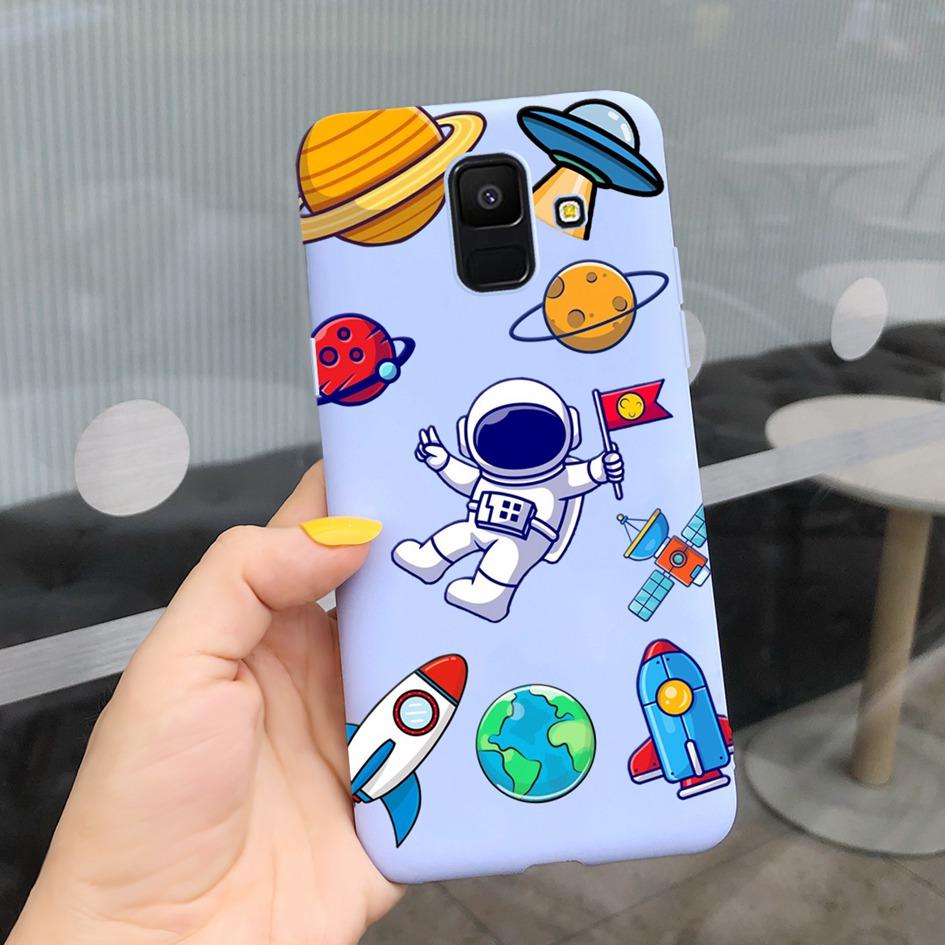 Для Samsung Galaxy A6 2018 Чехол SM-A600F Милый Подсолнух Астронавт Чехол для Телефона Для Samsung A6 Plus 2018 A6Plus A6+ SM-A605F Coque