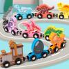 Magnetic Wooden Dinosaur Train & Building Blocks Educational Toy for Toddlers